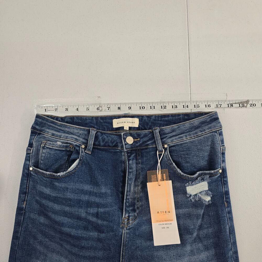 Women's Blue Distressed Skinny Jeans - Picture 4 of 12